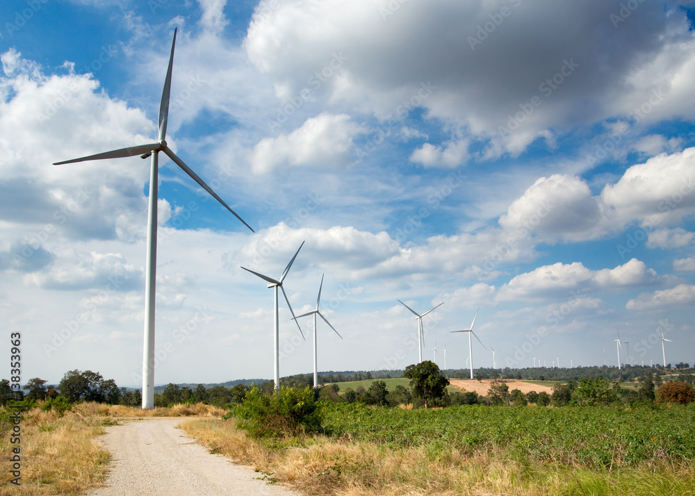 Wind Turbines on a Cloudy Day,Ecological energy composition Wind Turbines on a Cloudy Day,Ecological energy composition