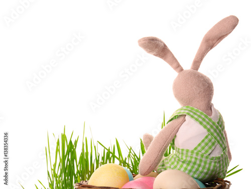 Easter bunny with eggs on w...