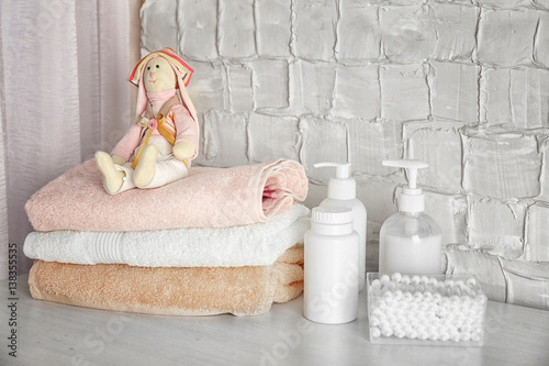 Baby necessities on white c...