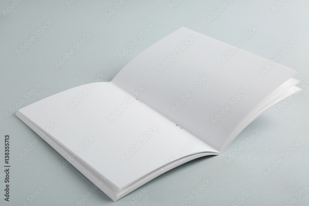 Blank brochure on grey background Blank brochure on grey background