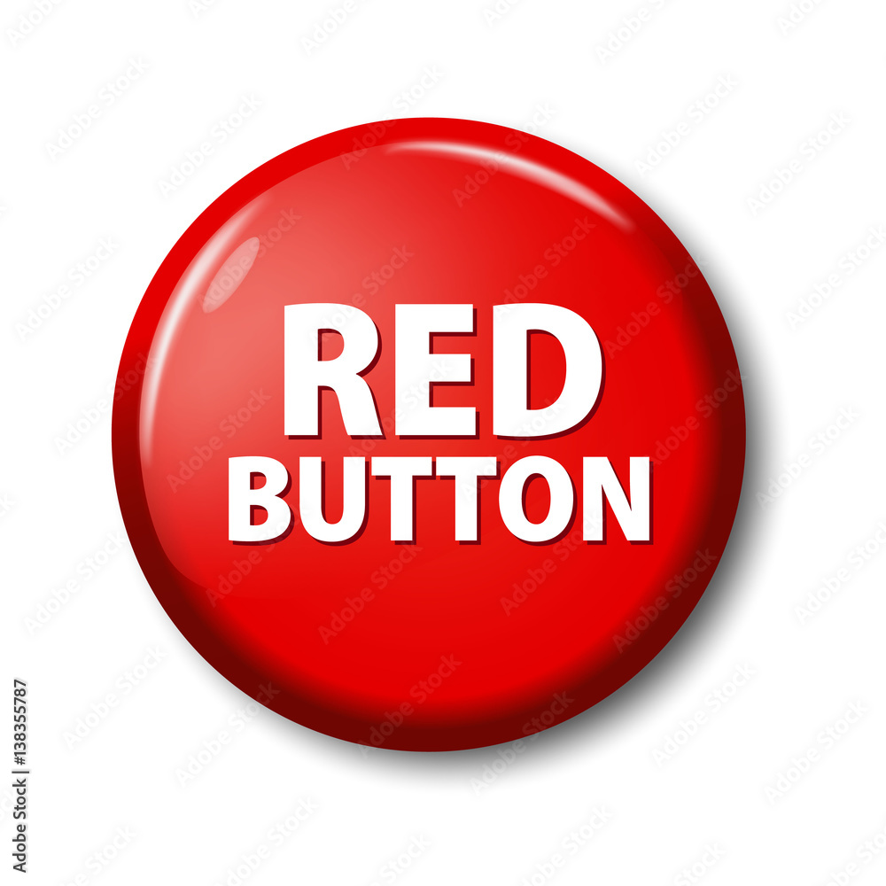 Glossy red round button on white background with shadow. Bright plastic circle. Realistic vector illustration. Glossy red round button on white background with shadow. Bright plastic circle. Realistic vector illustration.