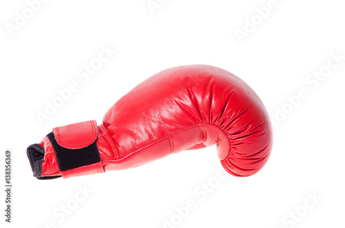 red boxing glove on the isolated background