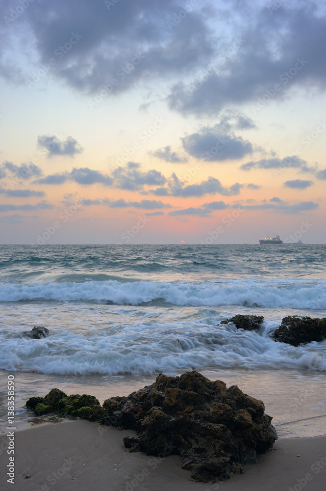 Mediterranean coast in southern Israel near the city of Ashkelon
