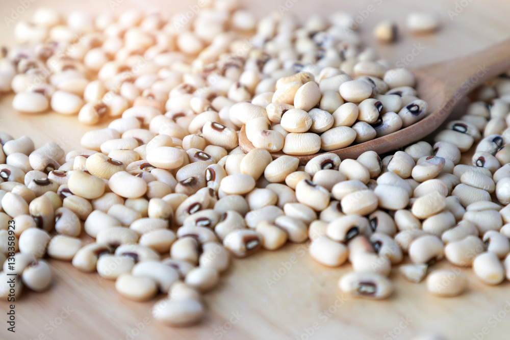 White bean with spoon on wooden background. Dried\ beans on a wooden spoon is very nutritious as it contains high levels of protein potassium, calcium, iron, niacin, and riboflavin. organic bean White bean with spoon on wooden background. Dried\ beans on a wooden spoon is very nutritious as it contains high levels of protein potassium, calcium, iron, niacin, and riboflavin. organic bean