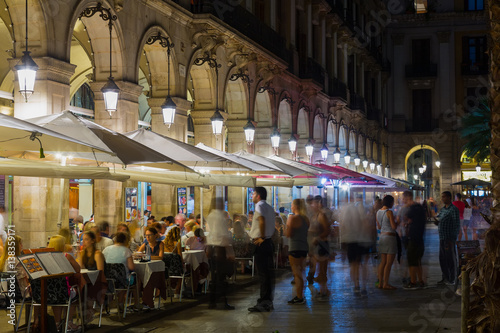 Night illumination of Royal square in Barcelona