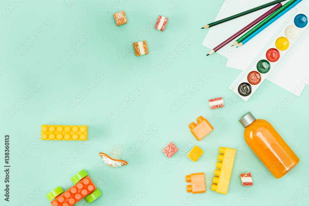 Paint and pencils . Back to school concept. Paint and pencils . Back to school concept.