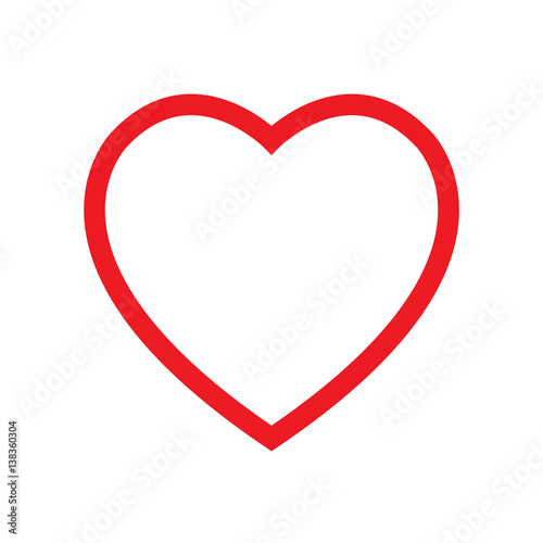 heart shape outline red isolated vector