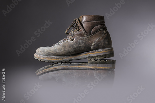 old used hiking or working boots