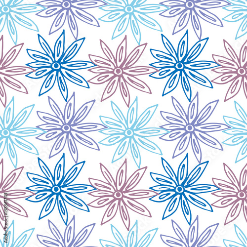 Seamless pattern flower cinnamon blue color 