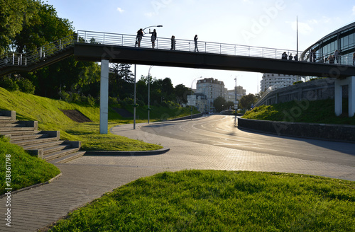 Kyiv. Ukraine. Dniprovskyy Descent in spring afternoon.