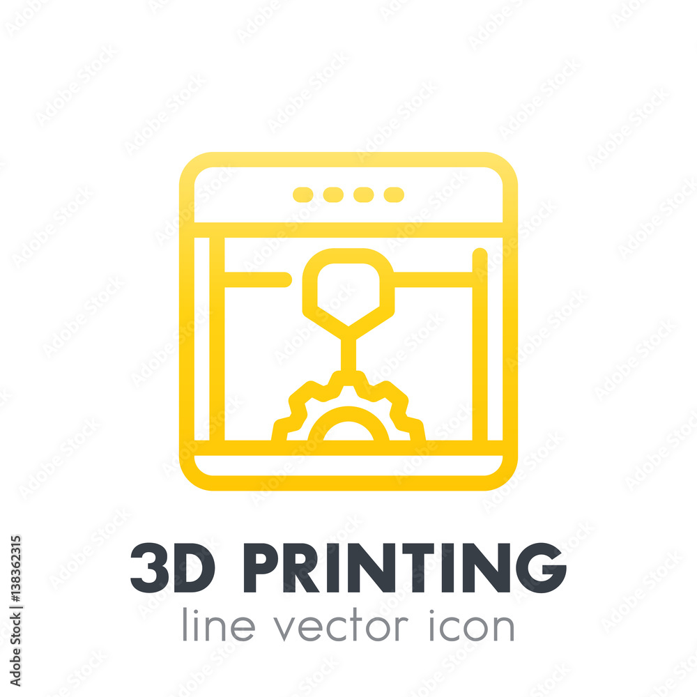 3d printer, printing icon in linear style 3d printer, printing icon in linear style