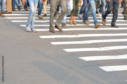 Pedestrian are crossing in zebra crossing