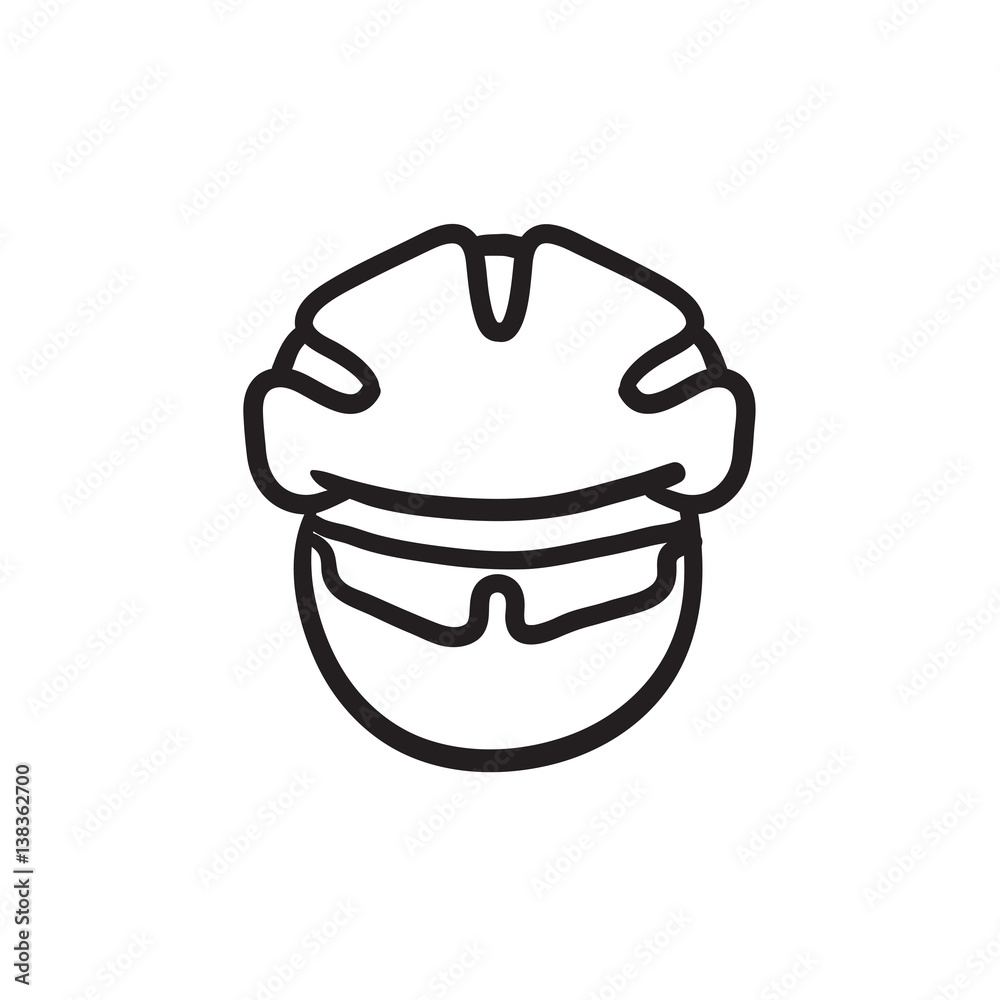 Man in bicycle helmet and glasses sketch icon. Man in bicycle helmet and glasses sketch icon.