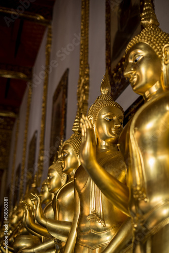 Golden buddha statue in buddhism temple thailand / Asia Travel
