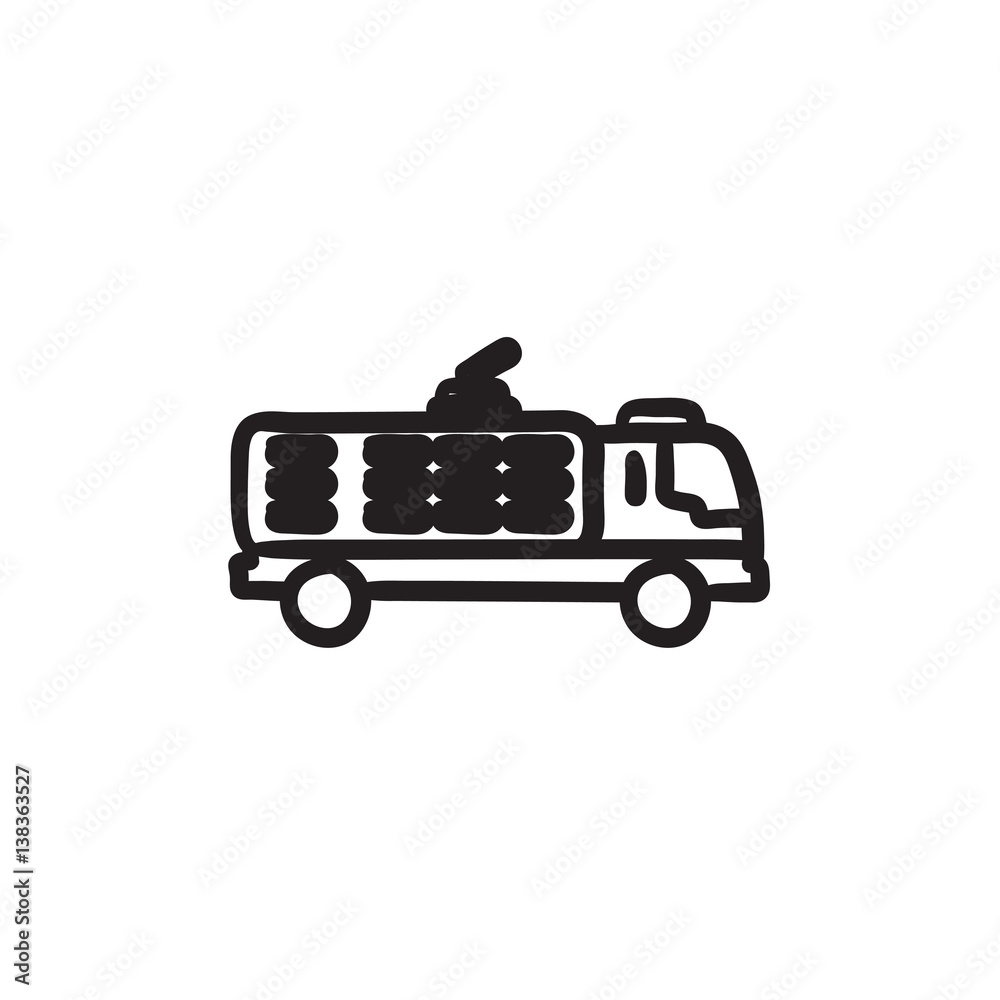 Fire truck sketch icon.