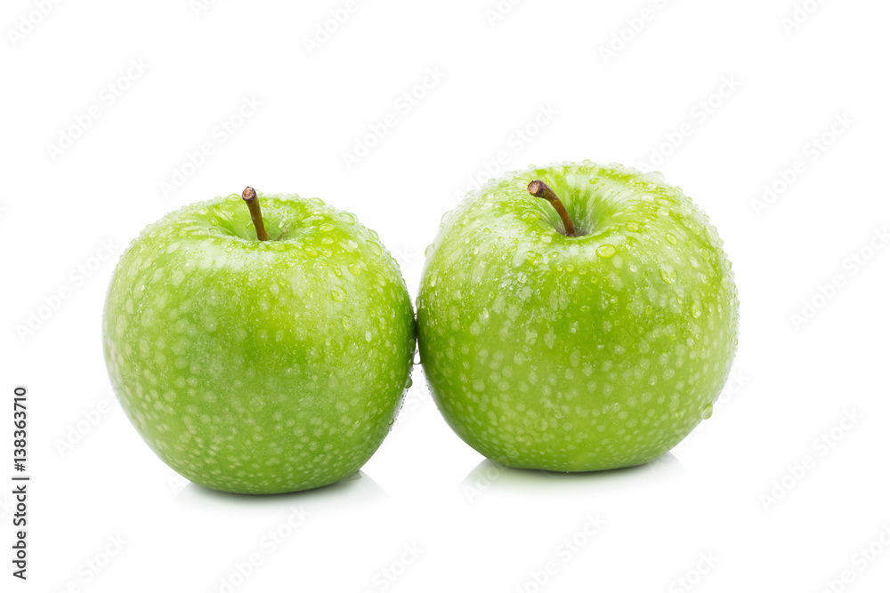 Fresh green apples isolated on white background. Fresh green apples isolated on white background.