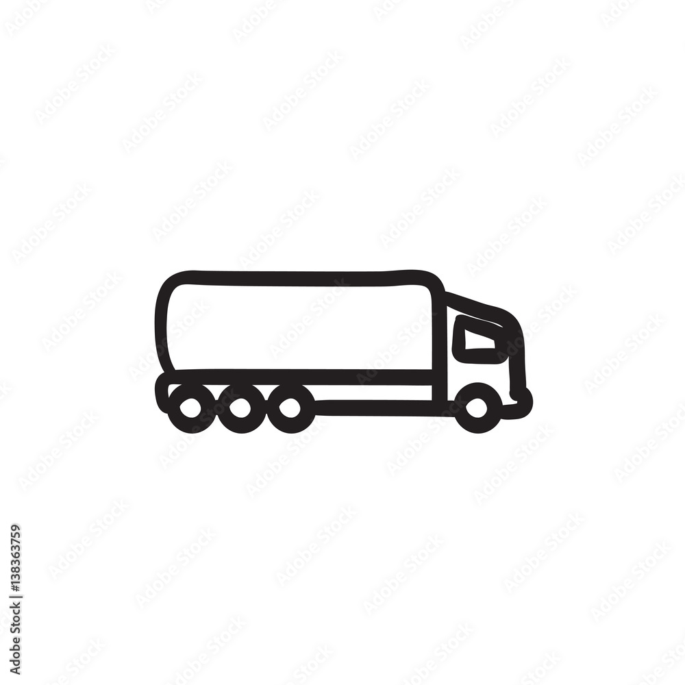 Delivery truck sketch icon.