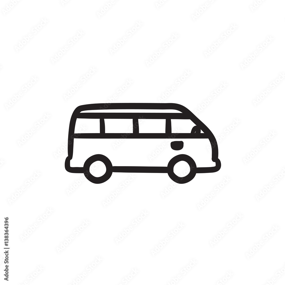 Minibus sketch icon.