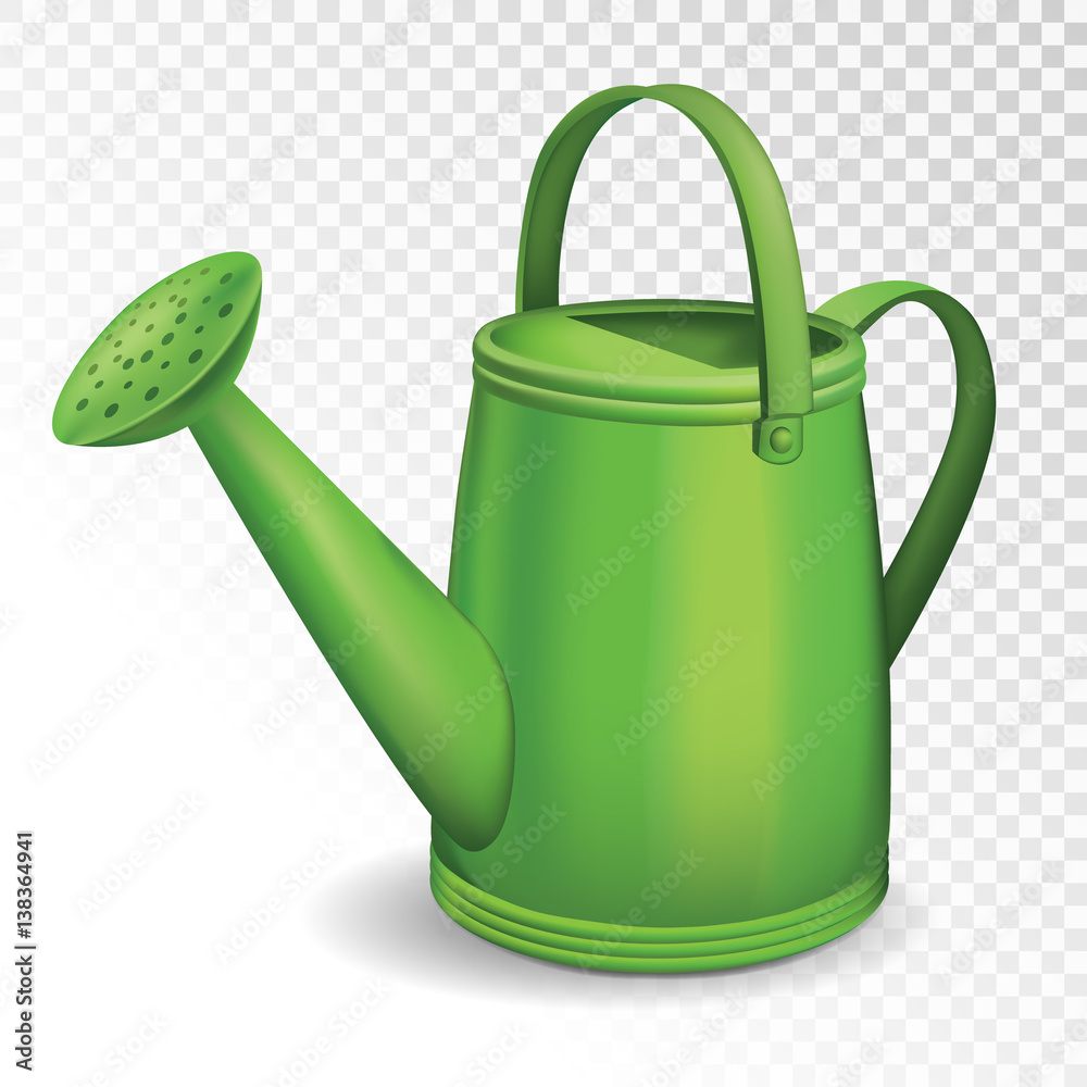 Green watering can isolated on transparent background. Vector illustration. Green watering can isolated on transparent background. Vector illustration.