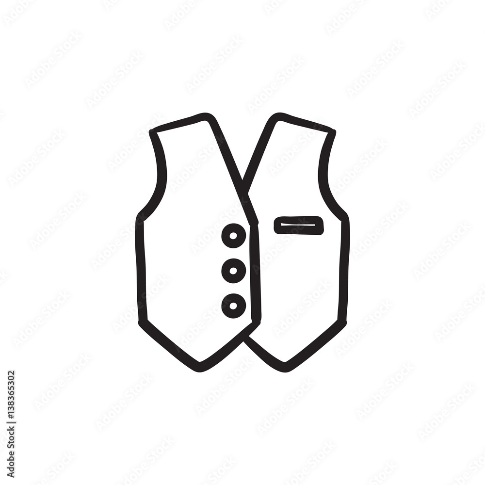 Waistcoat sketch icon. Waistcoat sketch icon.