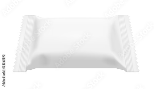 White blank plastic or paper washing powder packaging. Sachet for bread, coffee, sweets, cookies and gift