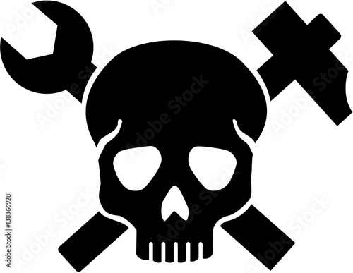 Craftsman skull with crossed hammer and wrench