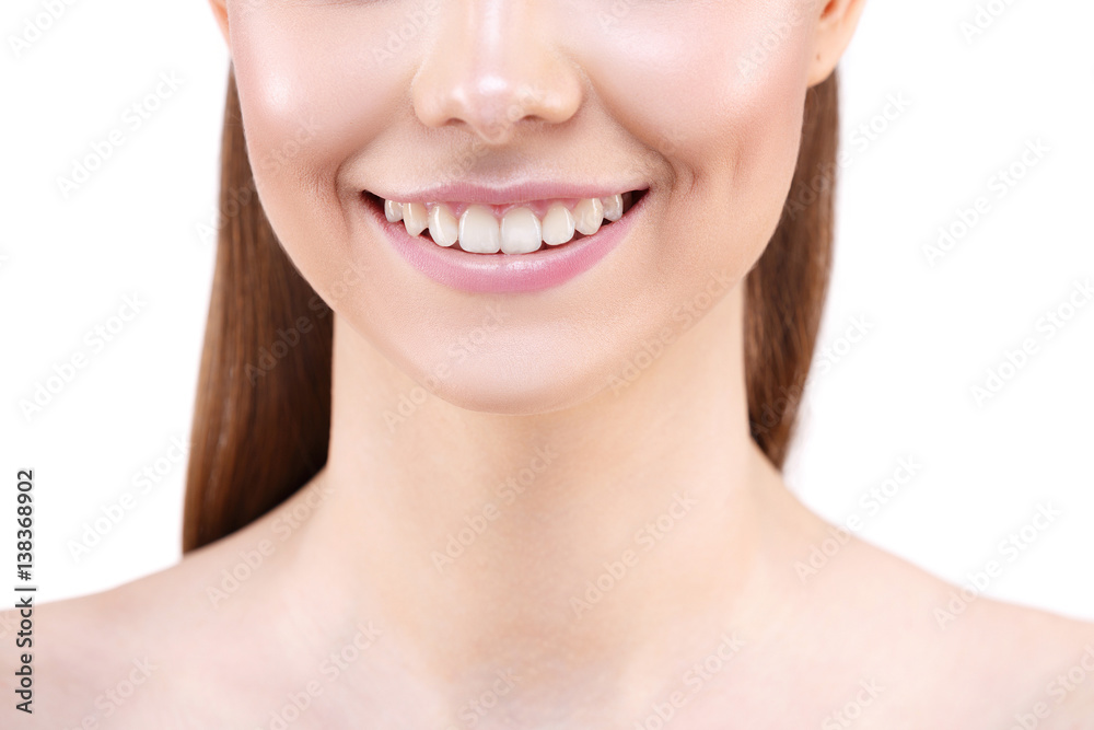 Obraz premium Close up of beauty fashion woman lips with natural Makeup.