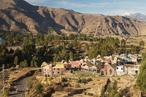 View of Chivay town in Peru photo