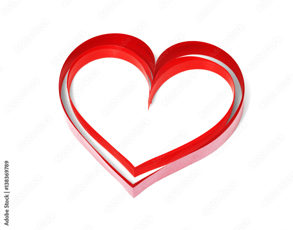 Two  decorative hearts on white background isolated