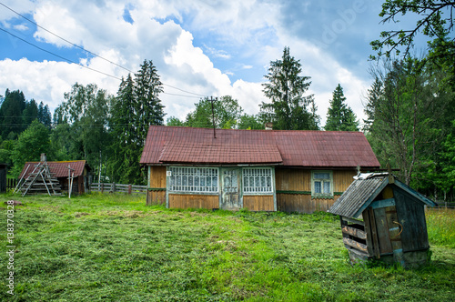 wooden house in Carpathian mountains region