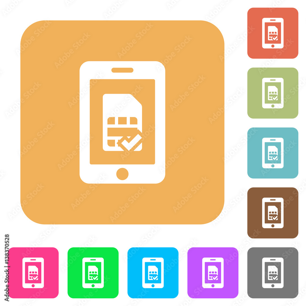 Mobile simcard accepted rounded square flat icons Mobile simcard accepted rounded square flat icons