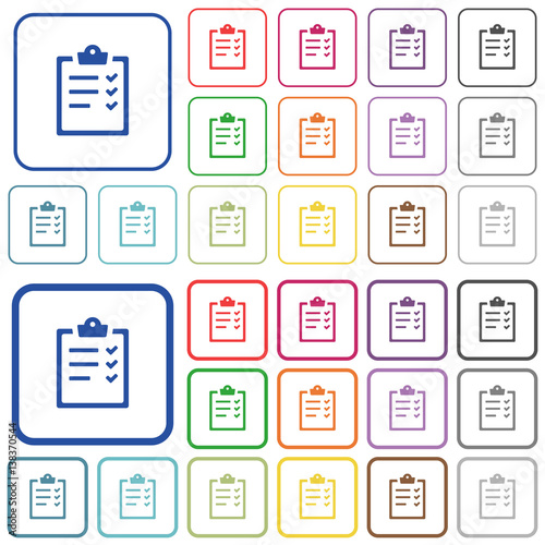 Task list outlined flat color icons