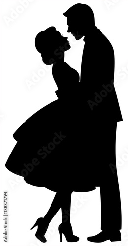Lovers man and woman on a white background