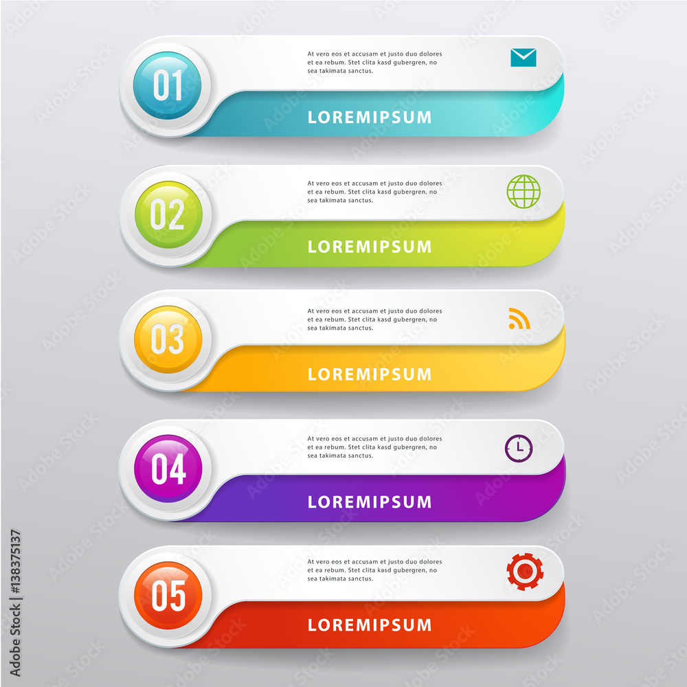 Template vector infographic set 5 options.
Abstract modern design can used for banner diagram workflow and web design layout, presentation templates background. Template vector infographic set 5 options.
Abstract modern design can used for banner diagram workflow and web design layout, presentation templates background.