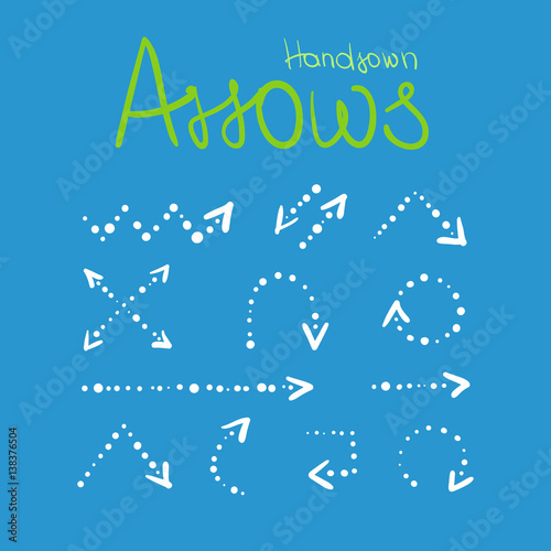Hand-drawn arrows infographic element and sign set
