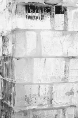 wall of ice cubes as texture or background photo