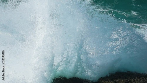 Slow Motion Ocean Waves Incoming on Shore, storm weather