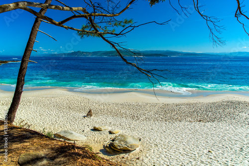 Playa en Islas Cíes (Parque Nacional de las Islas Atlánticas, Galicia, Spain)