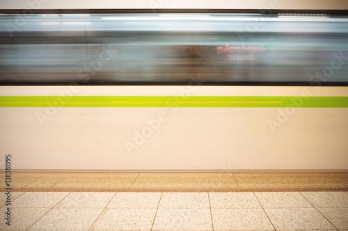 Metro train speeding up in the subway © SianStock