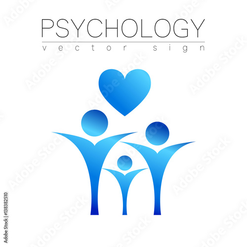 Modern people psi Sign of Psychology. Heart Family Human. Icon in vector. Design concept. blue color isolated on white background. Symbol for web, print, card