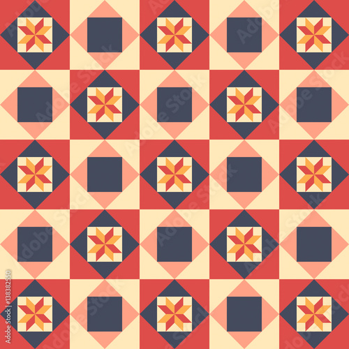 seamless pattern in style of patchwork, vector.