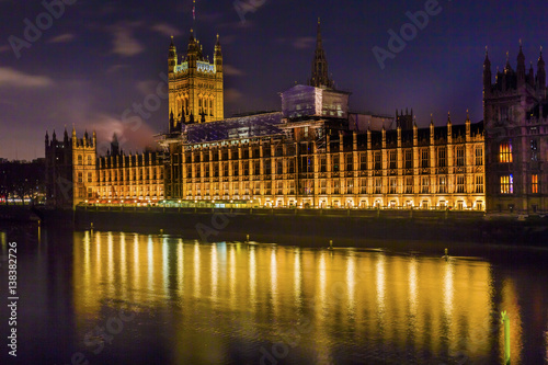 Houses of Parliament Westminster Bridge Night Westminster London England