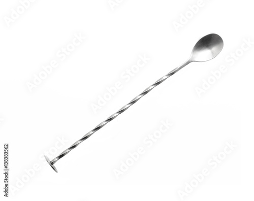 Cocktail spoon on white background