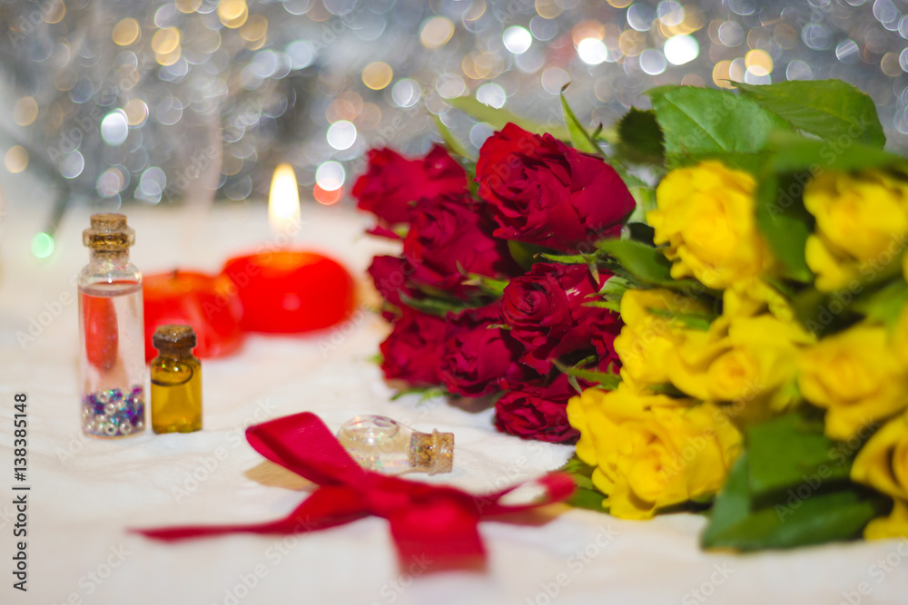 yellow and red roses with bokeh yellow and red roses with bokeh