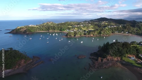Scenic aerial view of Tutukaka Harbour in Northland, New Zealand photo