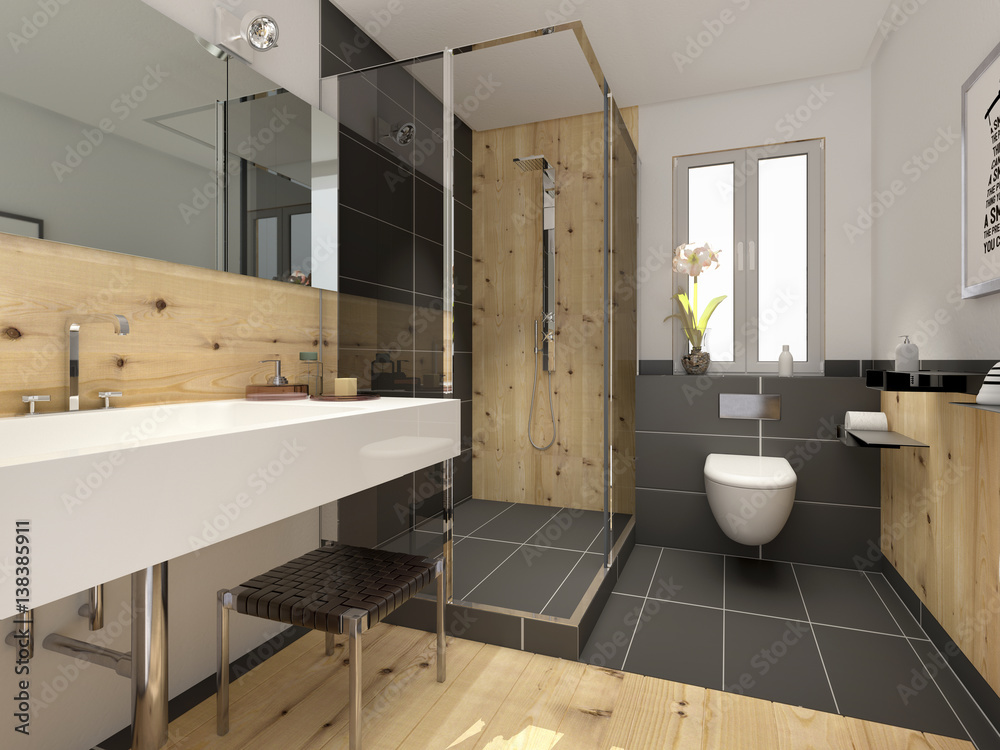 Ilustração do Stock: klein raffiniert modern Bad Badezimmer