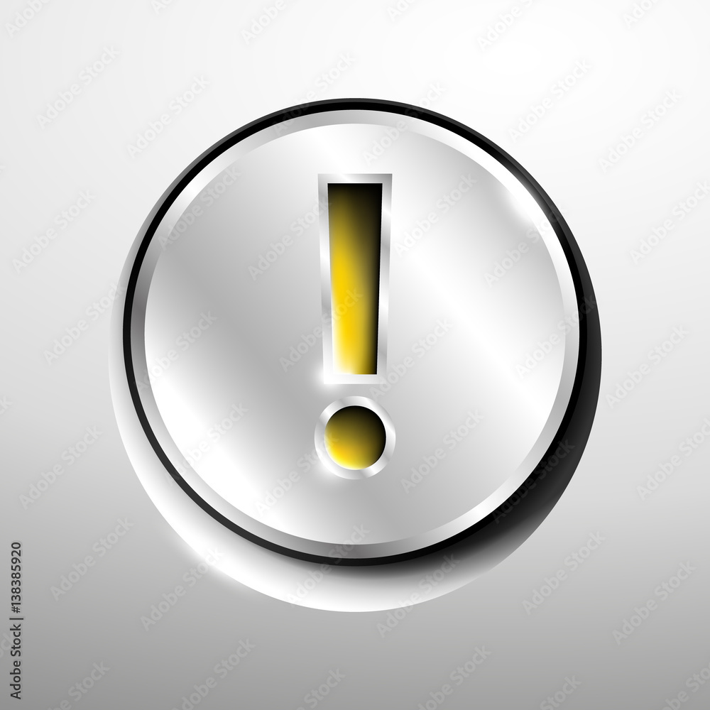 3d logo of chrome attention button. 3d logo of chrome attention button.