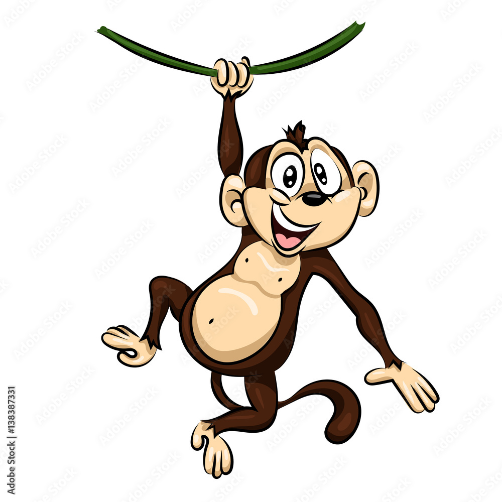 Fotografie crazy funny cute young little monkey isolated