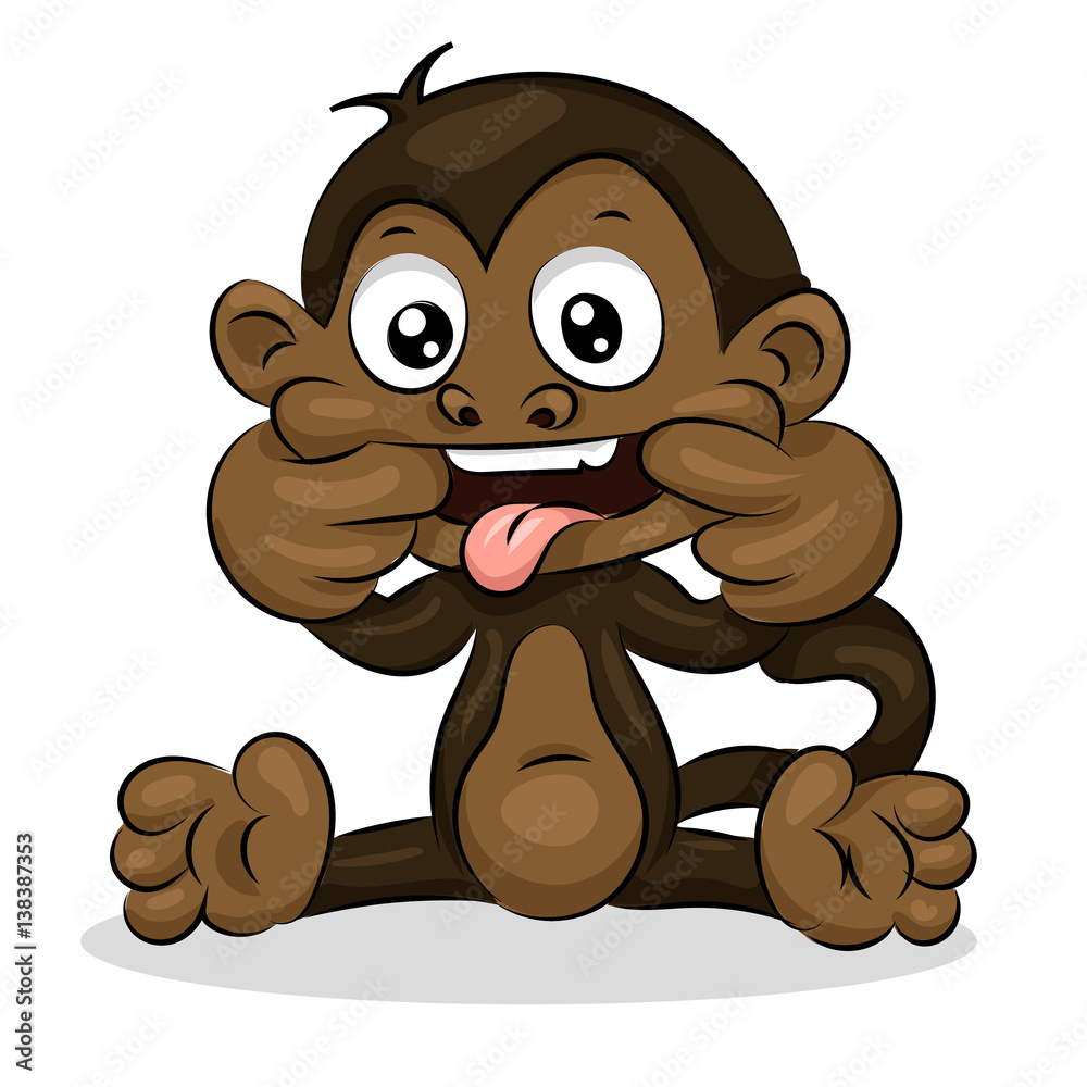 Fotografie crazy funny cute young little monkey isolated