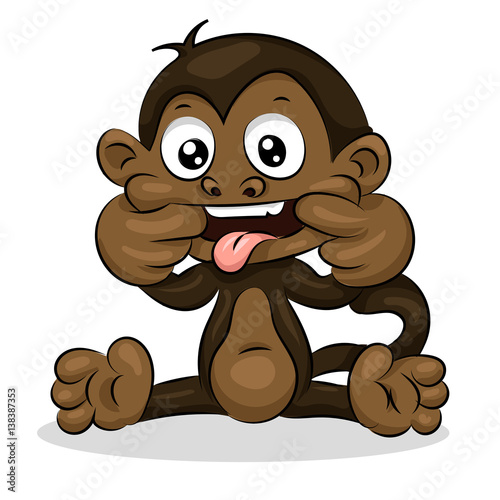 Photography crazy funny cute young little monkey isolated